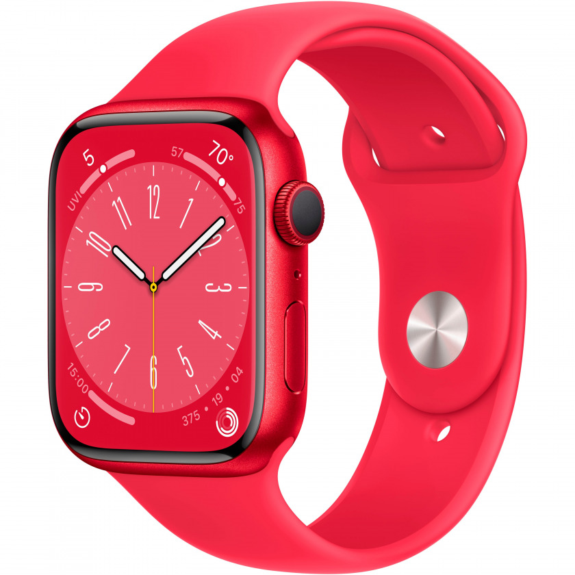 - Apple Watch Series 8 GPS 45mm Aluminum Case with Sport Band Red/Red / 