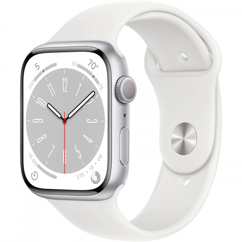 - Apple Watch Series 8 GPS 45mm Aluminum Case with Sport Band Silver/White /