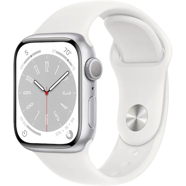 - Apple Watch Series 8 GPS 41mm Aluminum Case with Sport Band Silver/White /