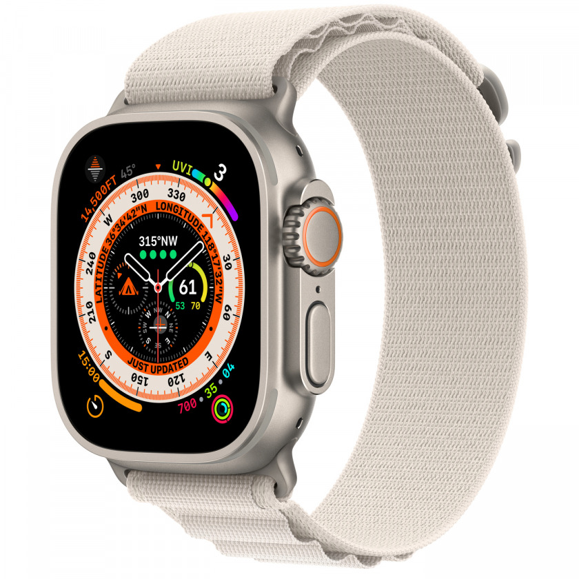 - Apple Watch Ultra GPS + Cellular 49mm Titanium Case with Alpine Loop Small 130 - 160 mm Starlight / 