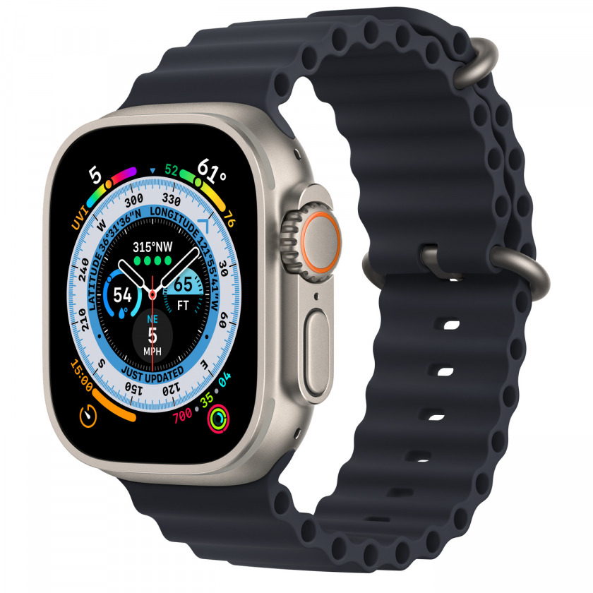 - Apple Watch Ultra GPS + Cellular 49mm Titanium Case with Midnight Ocean Band / MQET3/MQF63