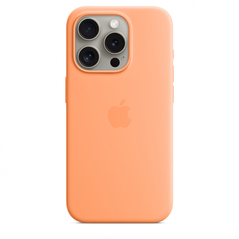   Apple Silicone Case with MagSafe  iPhone 15 Pro Orange Sorbet   MT1H3ZM/A