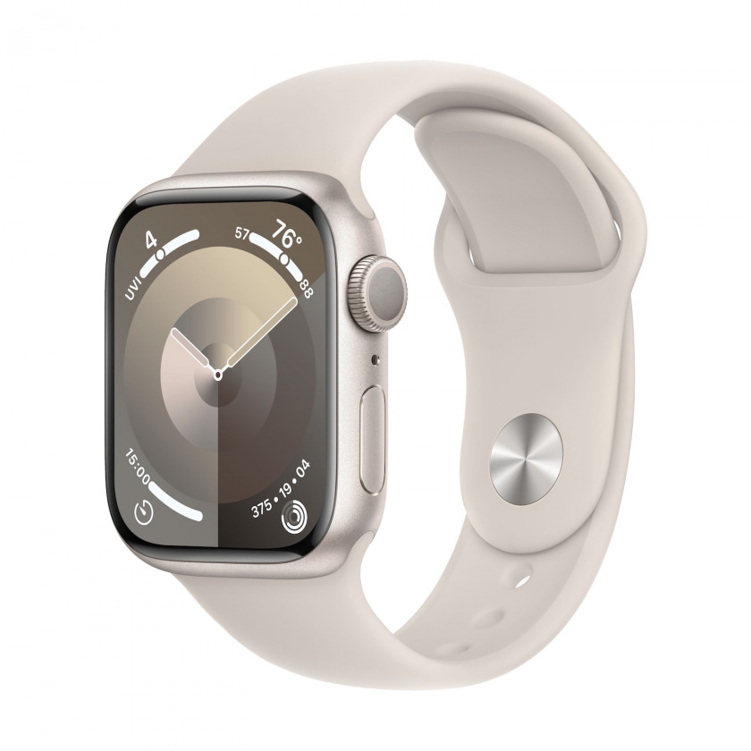- Apple Watch Series 9 GPS 45mm Aluminum Case with Sport Band Starlight/Starlight  