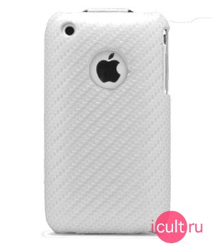   Melkco Leather Case for Apple iPhone 3G/3G S - Jacka Type (Carbon Fiber Pattern - White)