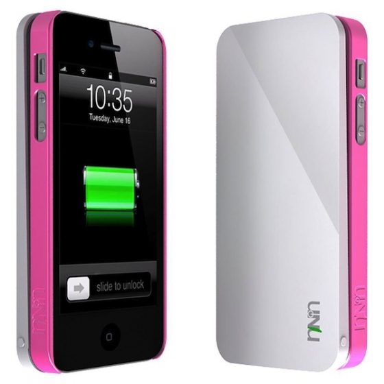 - uNu Ecopak Case Snap-On Case and Detachable Battery White/Pink 2500mAh  iPhone 5/SE /