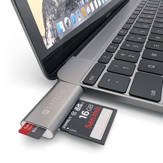 USB-C кард-ридер Satechi CARD Reader Space Gray темно-серый ST-TCUCG