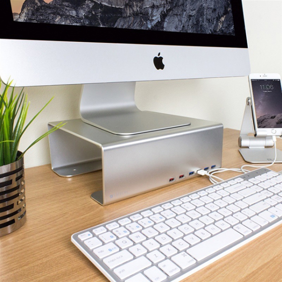 Алюминиевая подставка Satechi Premium Aluminum Monitor Stand V2.0 6USB Silver для Mac серебристая B0149650JQ