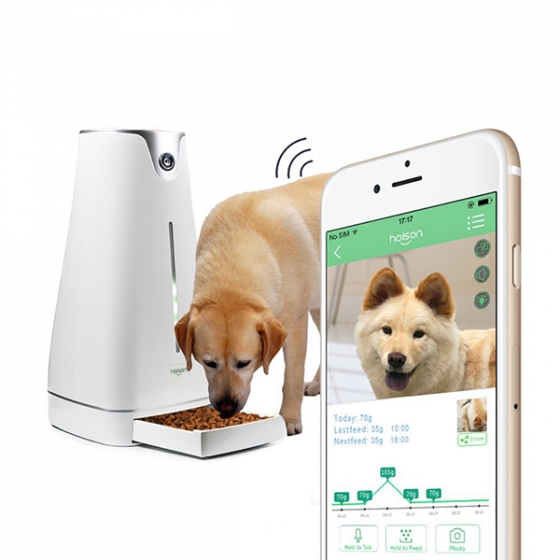 Wi-Fi камера наблюдения с выдачей корма Hoison Smart Pet Feeder для iOS/Android белая