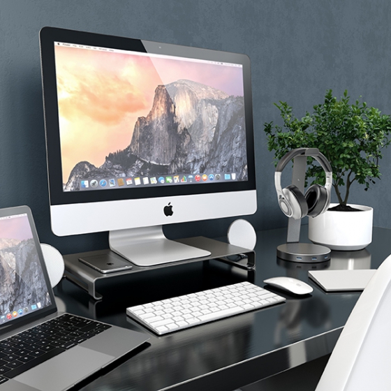 Алюминиевая подставка Satechi Aluminum Monitor Stand Space Gray для Mac темно-серая ST-ASMSM