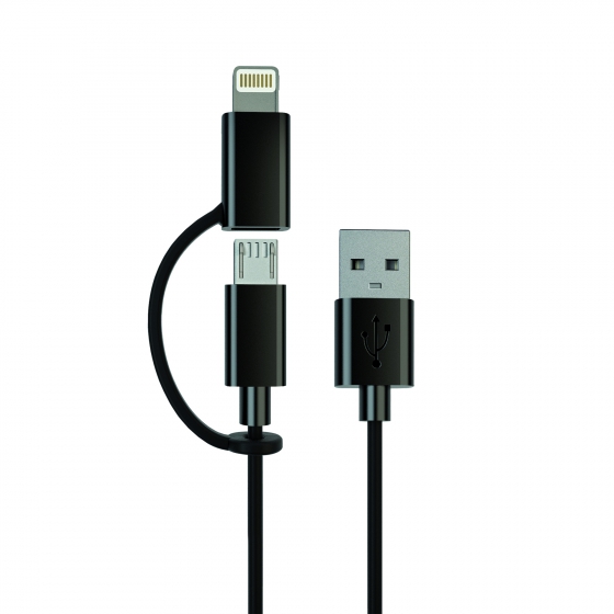  InterStep Lightning/Micro USB Cable 1  Black  IS-DC-MICIP5MFI-000B201