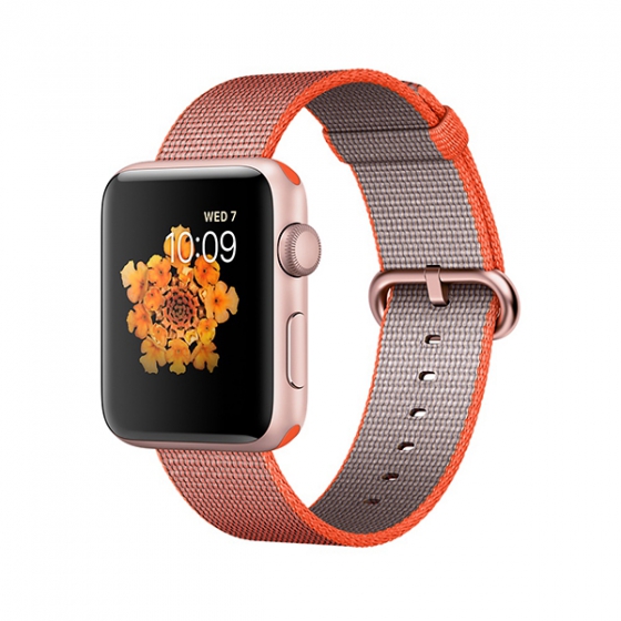 - Apple Watch Series 2 42  Rose Gold/Space Orange/Anthracite Woven Nylon  / MNPM2