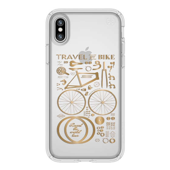  Speck Presidio Clear + Print City Bike Metallic Gold Yellow  iPhone X/XS    103136-6678