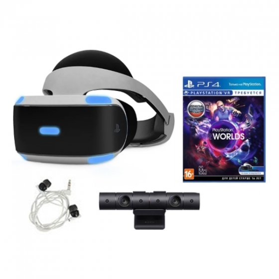    +  +  +  Sony Playstation VR + Camera v2 + Headphones + VR Worlds CUH-ZVR2