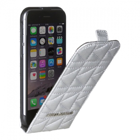 - Lagerfeld Kuilted Flip Silver  iPhone 6/6S  KLFLP6Q