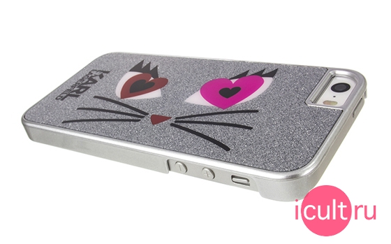 Lagerfeld Choupette in Love Glitter PC Silver for iPhone 5