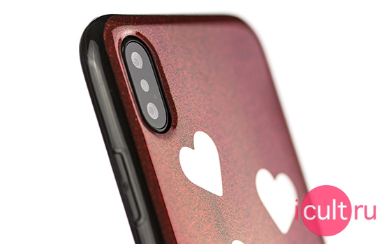 Lagerfeld Double Layer Choupette Valentine Glitter Red iPhone X