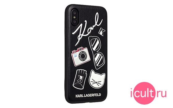 Lagerfeld Embossed Pins Black iPhone X