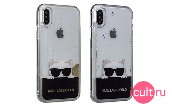 Lagerfeld Liquid Glitter Choupette Sunglasses Clear/Black iPhone X