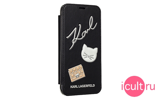Lagerfeld Embossed Pins Booktype iPhone X
