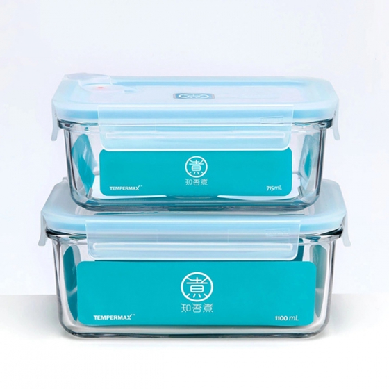 Контейнеры для еды Xiaomi Glass Food Storage Container 2 шт. 1100 + 715 мл. прозрачные