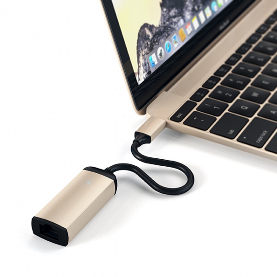  Satechi Aluminum USB-C to Ethernet Adapter Gold  ST-TCENG