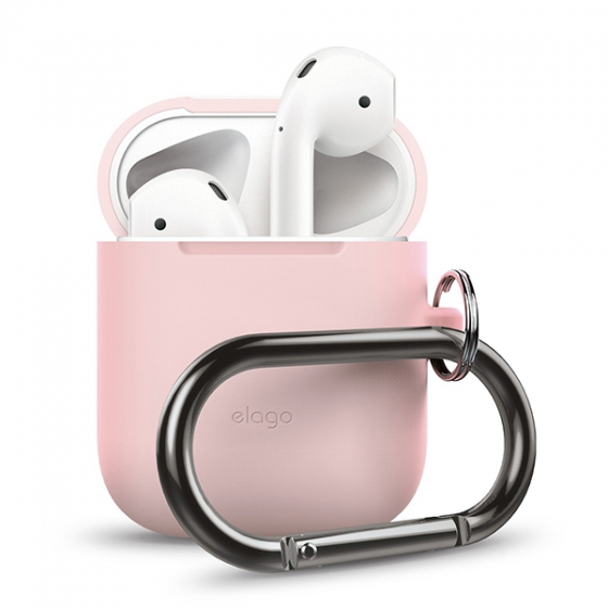 Силиконовый чехол + карабин Elago Silicone Hang Case Lovely Pink для Apple AirPods Case розовый EAPSC-HANG-PK