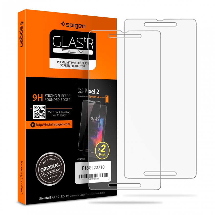 Комплект защитных стекол Spigen Screen Protector GLAS. tR SLIM 2 шт. для Google Pixel 2 прозрачные F16GL22710