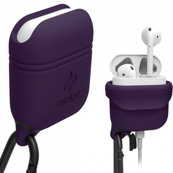 Влагостойкий чехол + карабин Catalyst Waterproof Case Deep Plum для Apple AirPods Case фиолетовый