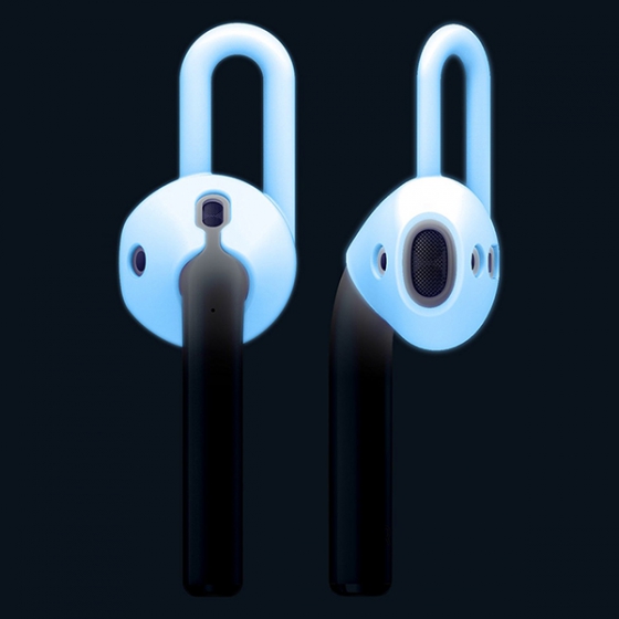 Комплект светящихся держателей Elago EarHooks Nightglow Blue Small/Large для Apple AirPods прозрачные EAP-PAD-LUBL