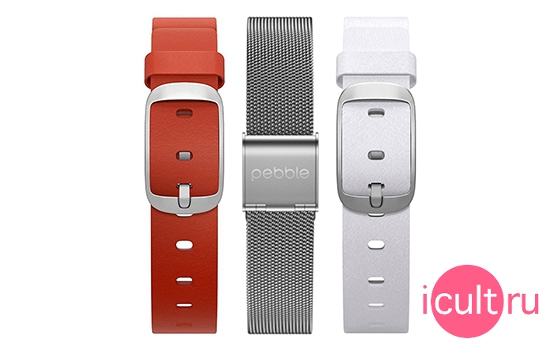 Pebble Time 14mm Leather Band White