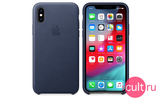 Apple Leather Case Midnight Blue iPhone XS