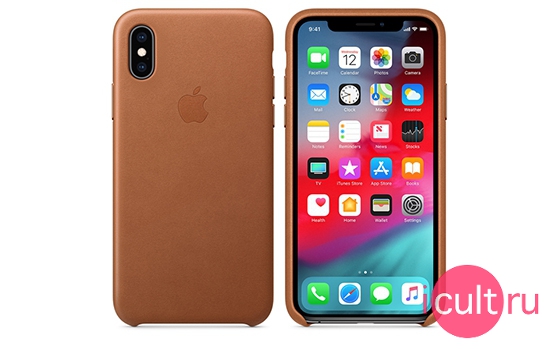Apple Leather Case Saddle Brown iPhone XS