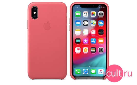 Apple Leather Case Peony Pink iPhone XS