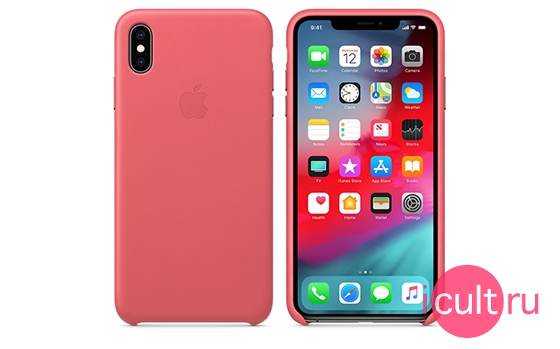 Apple Leather Case Peony Pink iPhone XS Max