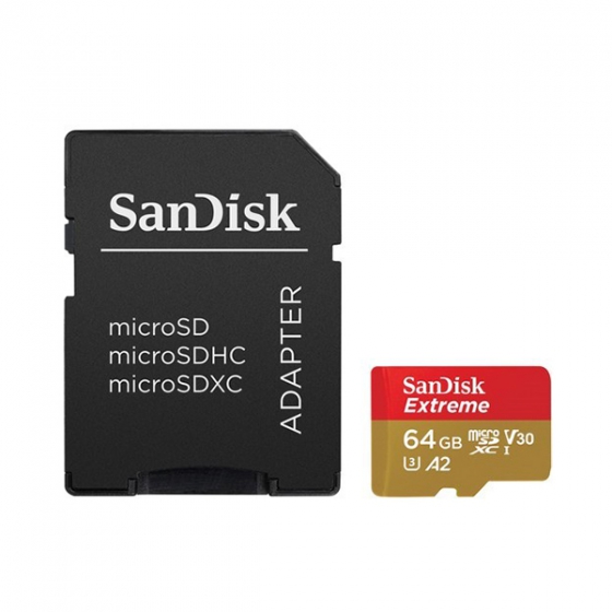   SanDisk Extreme 64GB MicroSDXC Class 10/UHS-I/U3/V30/A2/160 / SDSQXA2-064G-GN6MA