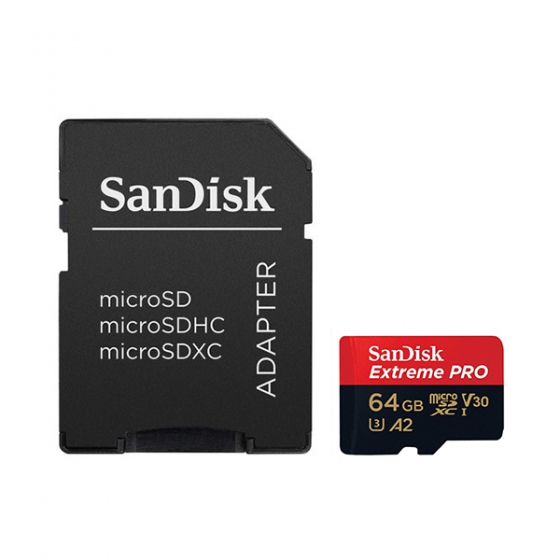 Карта памяти SanDisk Extreme Pro 64GB MicroSDXC Class 10/UHS-I/U3/V30/A2/170 Мб/с SDSQXCY-064G-GN6MA