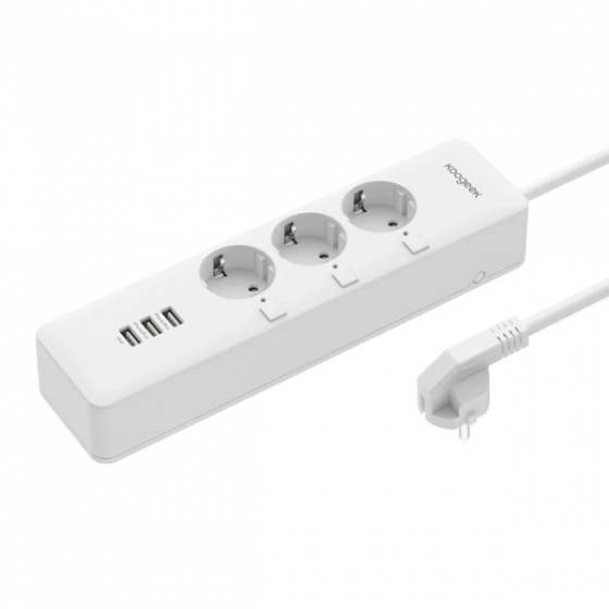 Сетевой фильтр Koogeek Smart Outlet Apple HomeKit Wi-Fi 2.1A/3USB/3 розетки/1,5 метра White белый O1EU