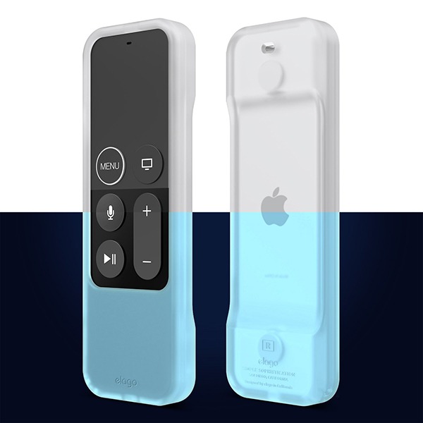 Силиконовый светящийся чехол с ремешком Elago R1 Intelli Case Nightglow Blue для пульта Apple Siri Remote прозрачный ER1-LUBL