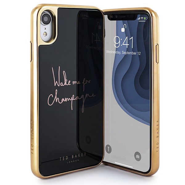 Чехол Ted Baker Premium Tempered Glass Case Champagne для iPhone XR черный/золотой 65447