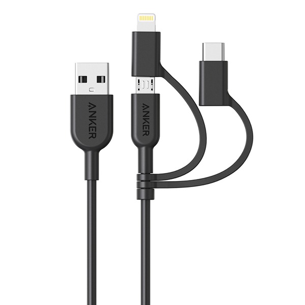  Anker PowerLine II 3-in-1 Cable Lightning/USB-C/Micro USB 90 . Black  A8436011