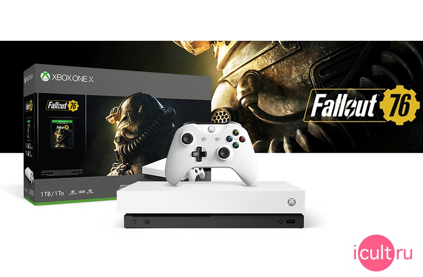 Microsoft Xbox One X + Fallout 76 White