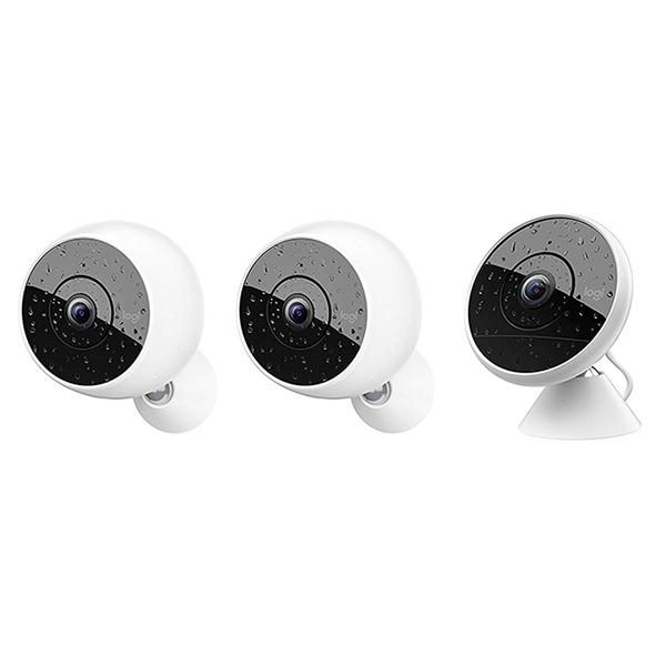 Комплект Wi-Fi камер наблюдения Logitech Circle 2 (беспроводные 2 шт. + проводная 1 шт.) White белые 961-000474