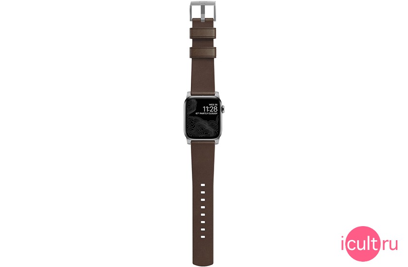 Nomad Modern Strap Rustic Brown/Silver  Apple Watch 42/44 