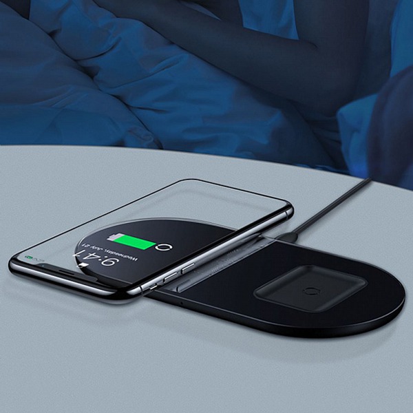    Baseus Simple 2in1 Wireless Charger 2A Black  WXJK-01