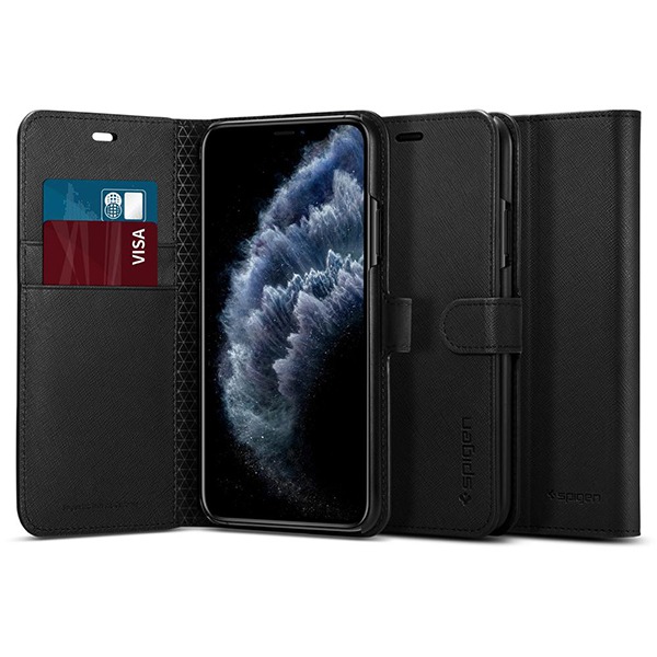 - Spigen Wallet S Saffiano Black  iPhone 11 Pro Max  075CS27149