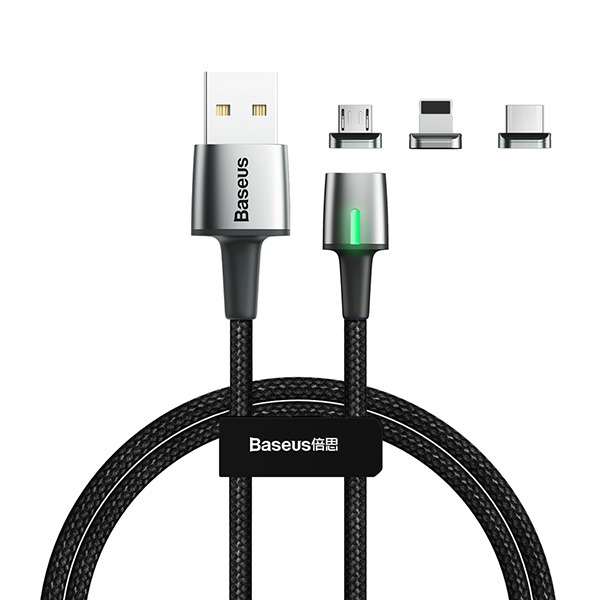   Baseus Zinc Magnetic USB to USB-C/MicroUSB/Lightning 1  Black  TZCAXC-A01
