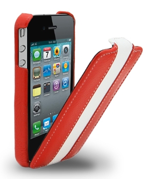 Melkco Leather Case for Apple iPhone 4 - Jacka Type (Red/White LC) �������/����� APIP04LCJM1RDWELC