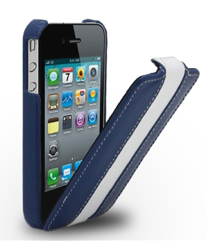 Melkco Leather Case for Apple iPhone 4 - Jacka Type (Blue/White LC) �����/����� APIP04LCJM1BEWELC