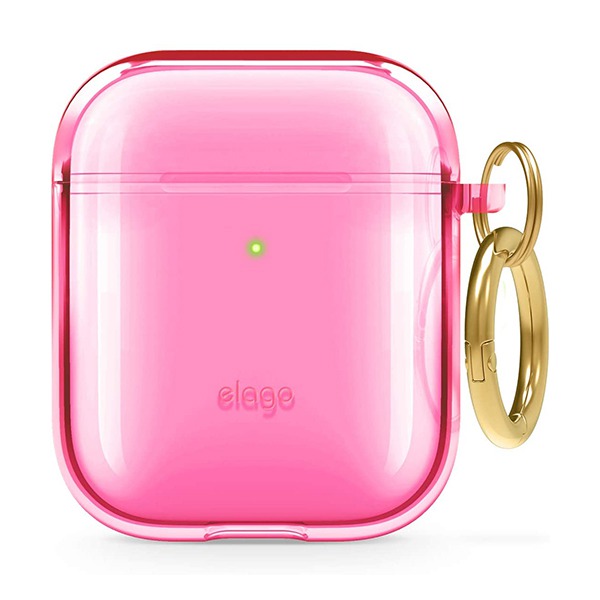 Чехол + карабин Elago Protective Clear Case Neon Hot Pink для Apple AirPods Case ярко-розовый EAPCL-HANG-NHPK