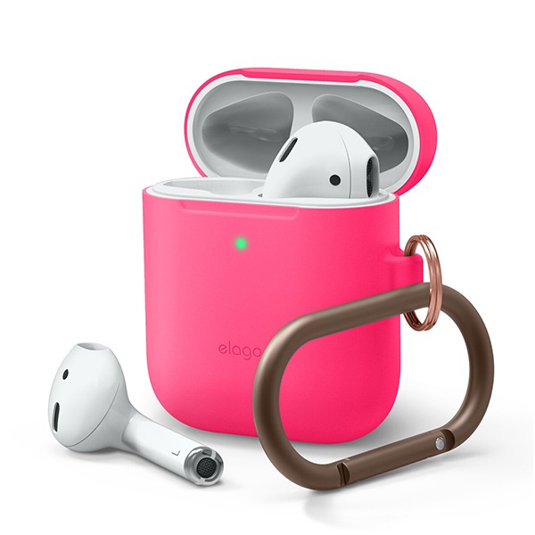    +  Elago Skinny Hang Case Neon Hot Pink  Apple AirPods 2 Wireless Charging Case - EAPSK-HANG-NPK